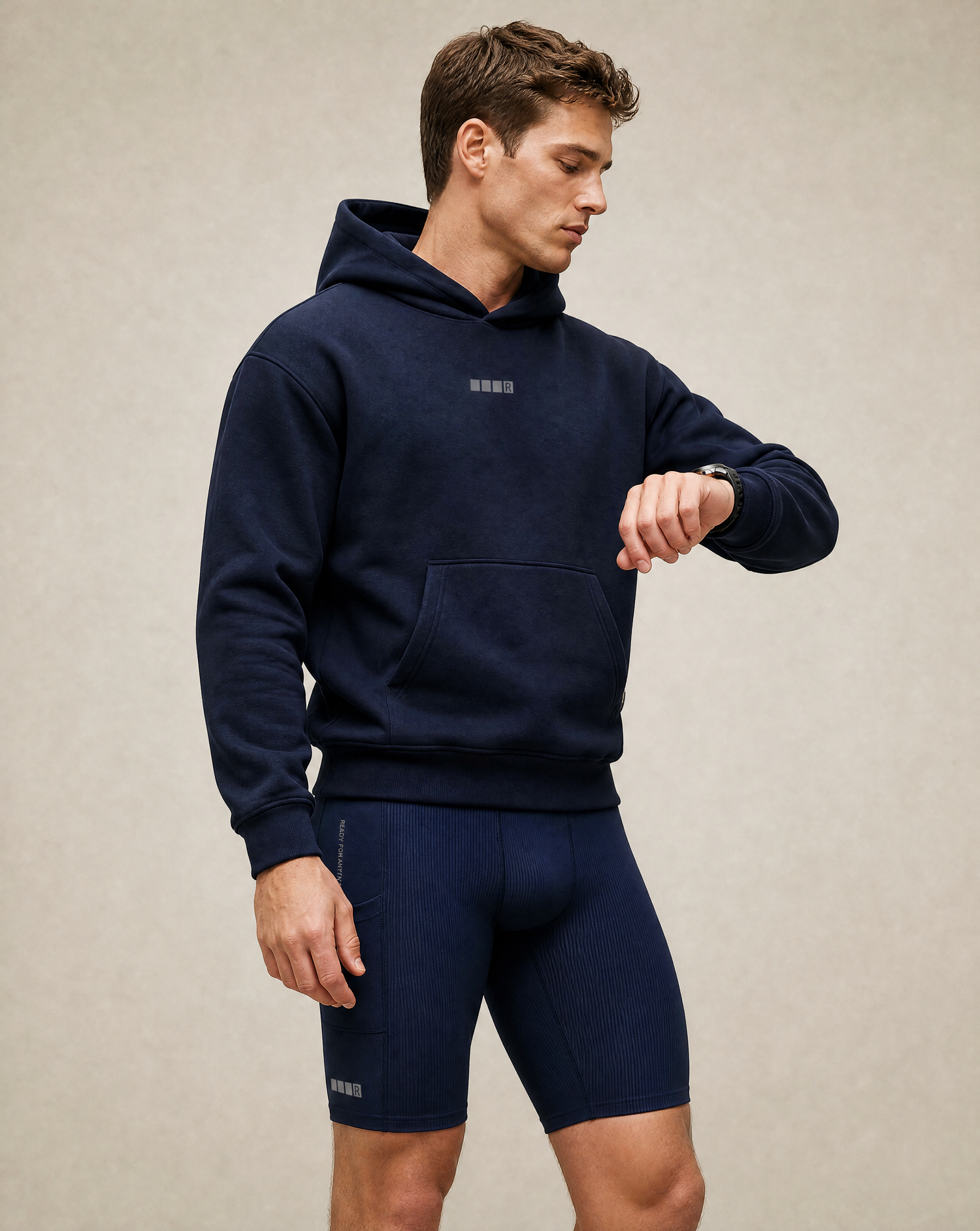 Navy Ribbed Half Tights